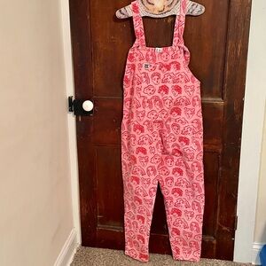 Lucy and Yak pink and red face overalls